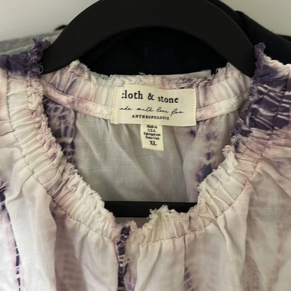 EUC CLOTH & STONE by Anthropologie XL Mock Neck Short Sleeve Tie Dye RARE Top - Picture 2 of 7